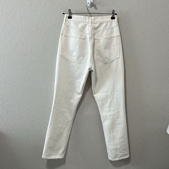 AGOLDE Riley High Rise Straight Crop Distressed Jeans Off White Size 25 - Picture 5 of 6